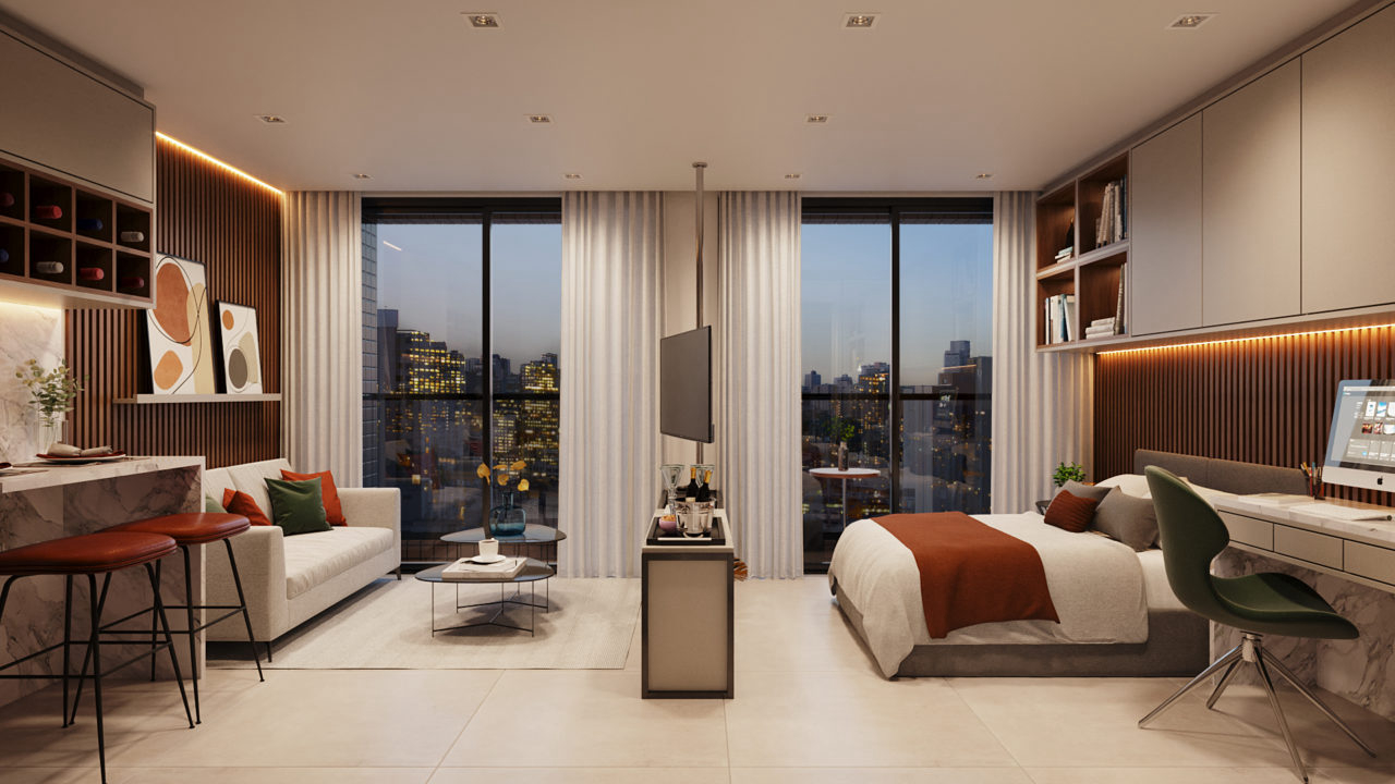 Outra tipologia de apartamento do MUV Residence, projetado pelo escritório Ricardo Amaral Arquitetos Associados